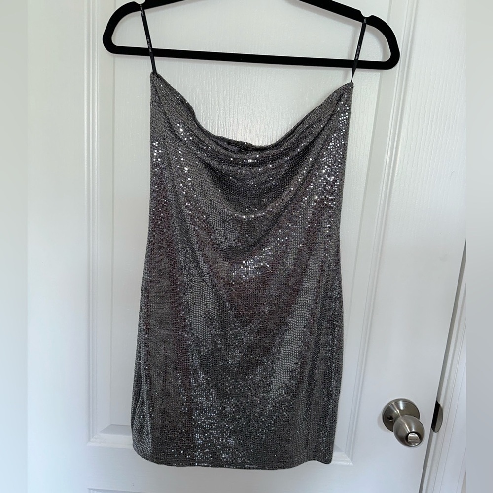 Love Culture Shimmer Silverish/black dress